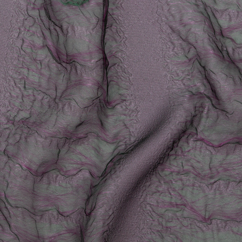 Metallic Purple and Green Iridescent Striped Double Layer Organza
