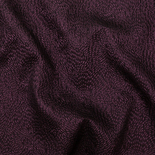 Metallic Aubergine Floral Double-Layer Organza Brocade