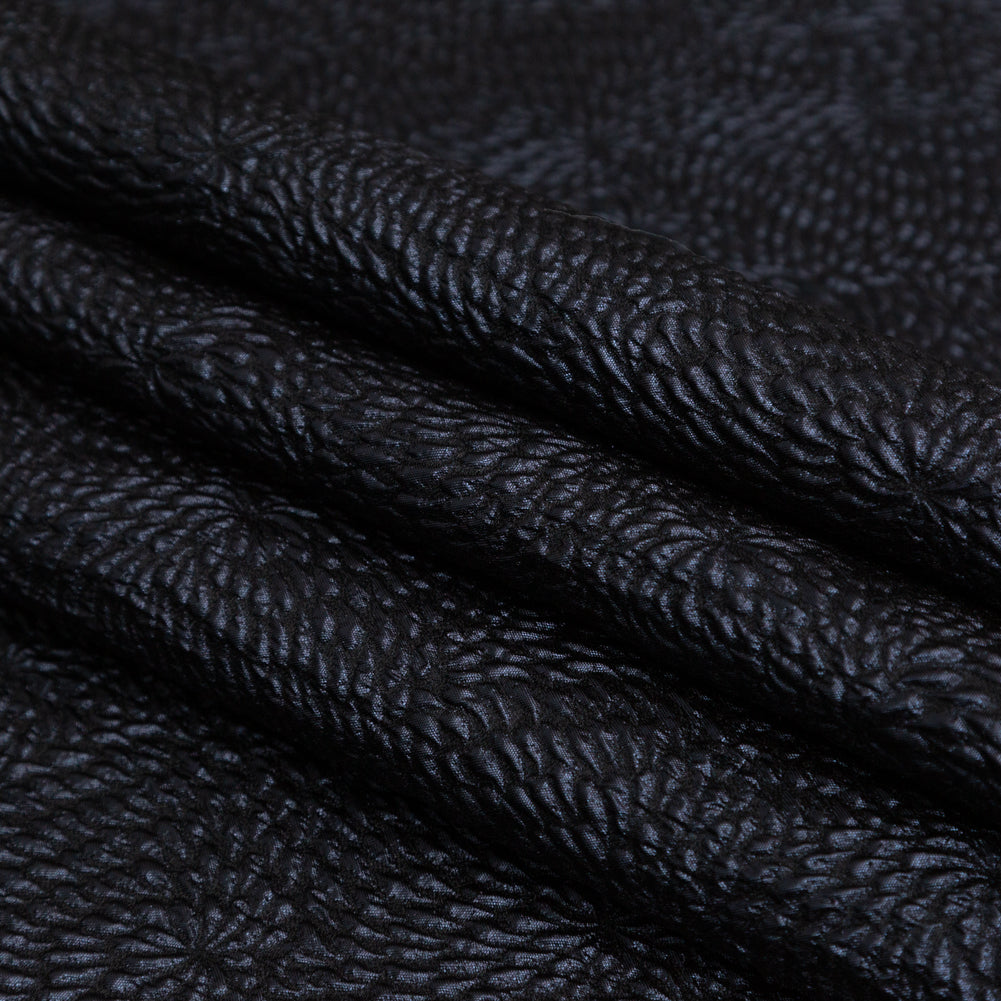 Metallic Black Floral Double-Layer Organza Brocade - Detail