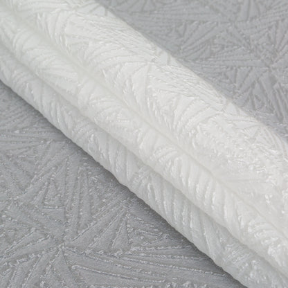 Luminous White Geometric Double-Layer Creped Organza Brocade Detail