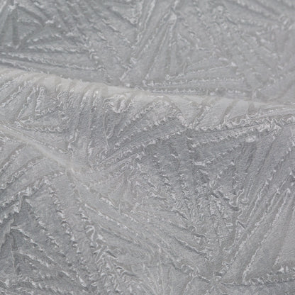 Luminous White Geometric Double-Layer Creped Organza Brocade Full