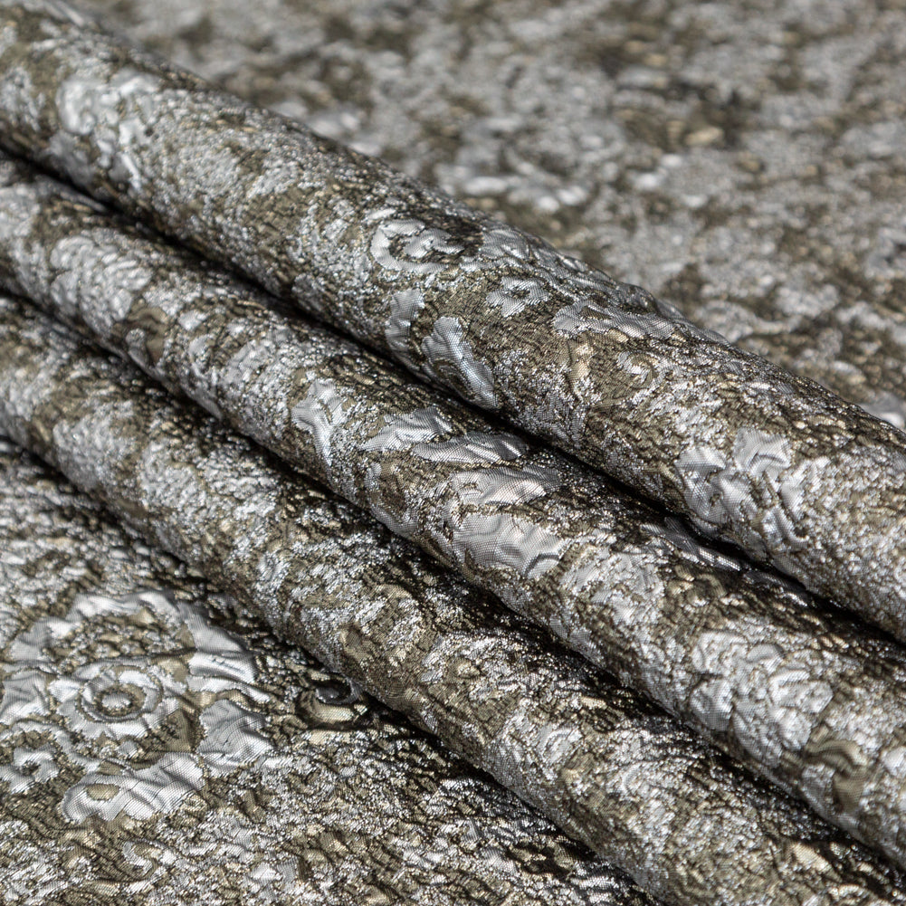 Silver and Pale Gold Luxury Metallic Brocade - Detail