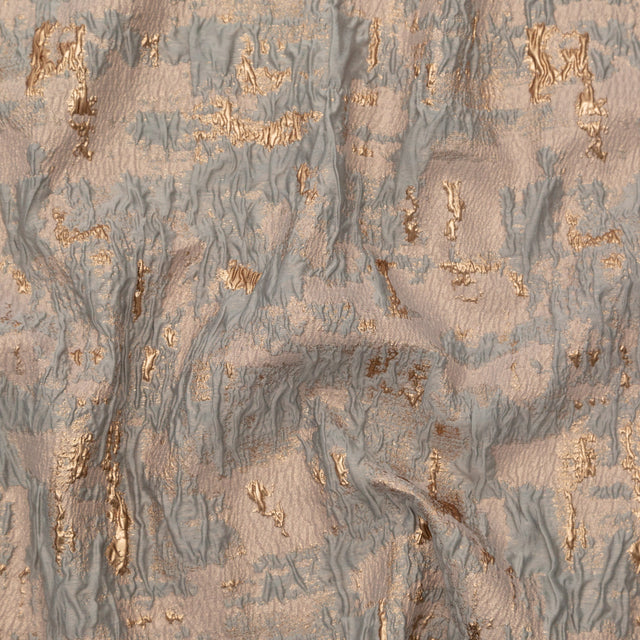 Sky Gray and Gold Abstract Luxury Metallic Brocade