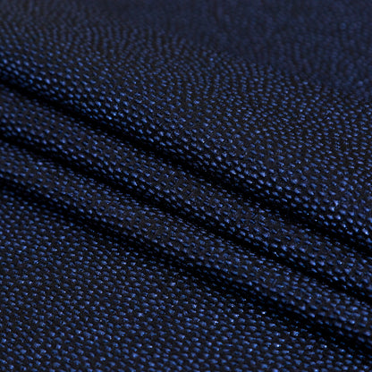 Metallic Blue on Black Abstract Luxury Brocade - Detail