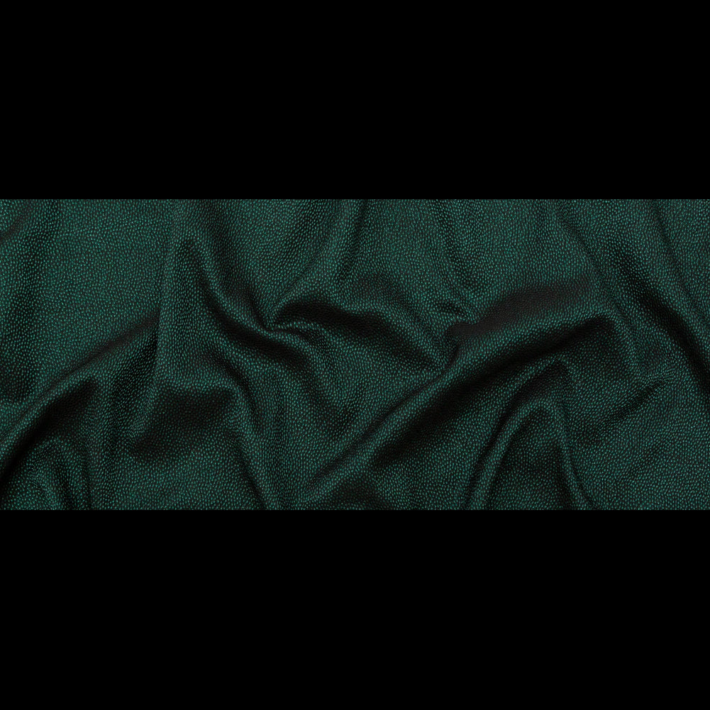 Metallic Green on Black Abstract Luxury Brocade - Folded