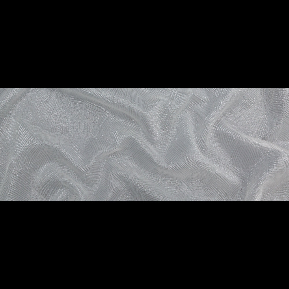 Luminous White Double-Layer Organza Brocade - Folded