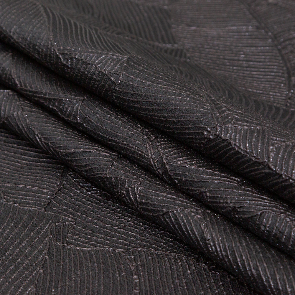 Luminous Black Double-Layer Organza Brocade Detail