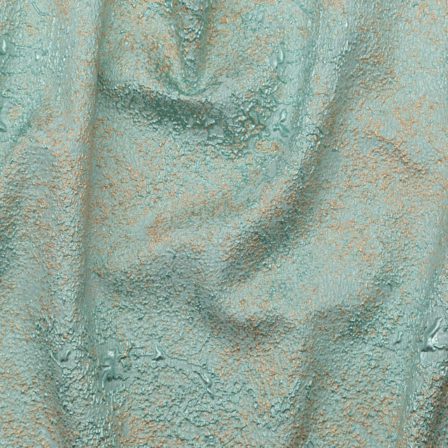 Aqua and Gold Abstract Luxury Metallic Brocade