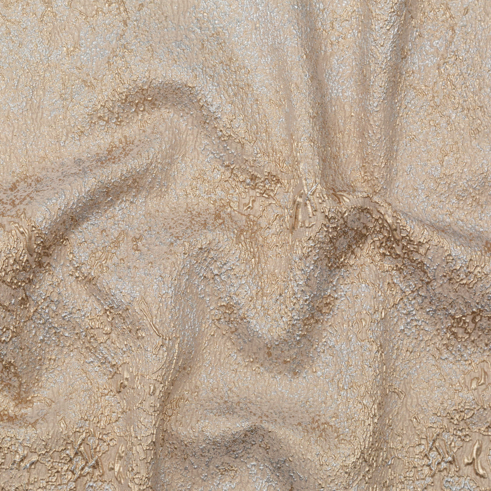 Beige and Silver Abstract Luxury Metallic Brocade