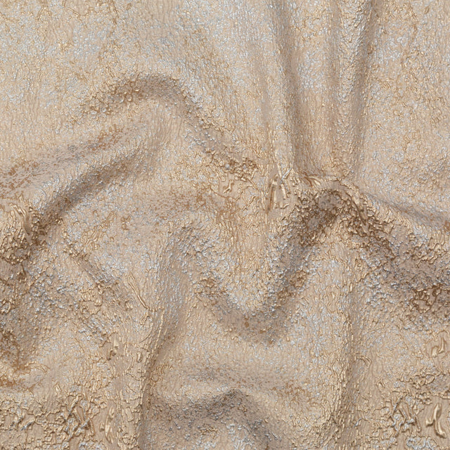 Beige and Silver Abstract Luxury Metallic Brocade