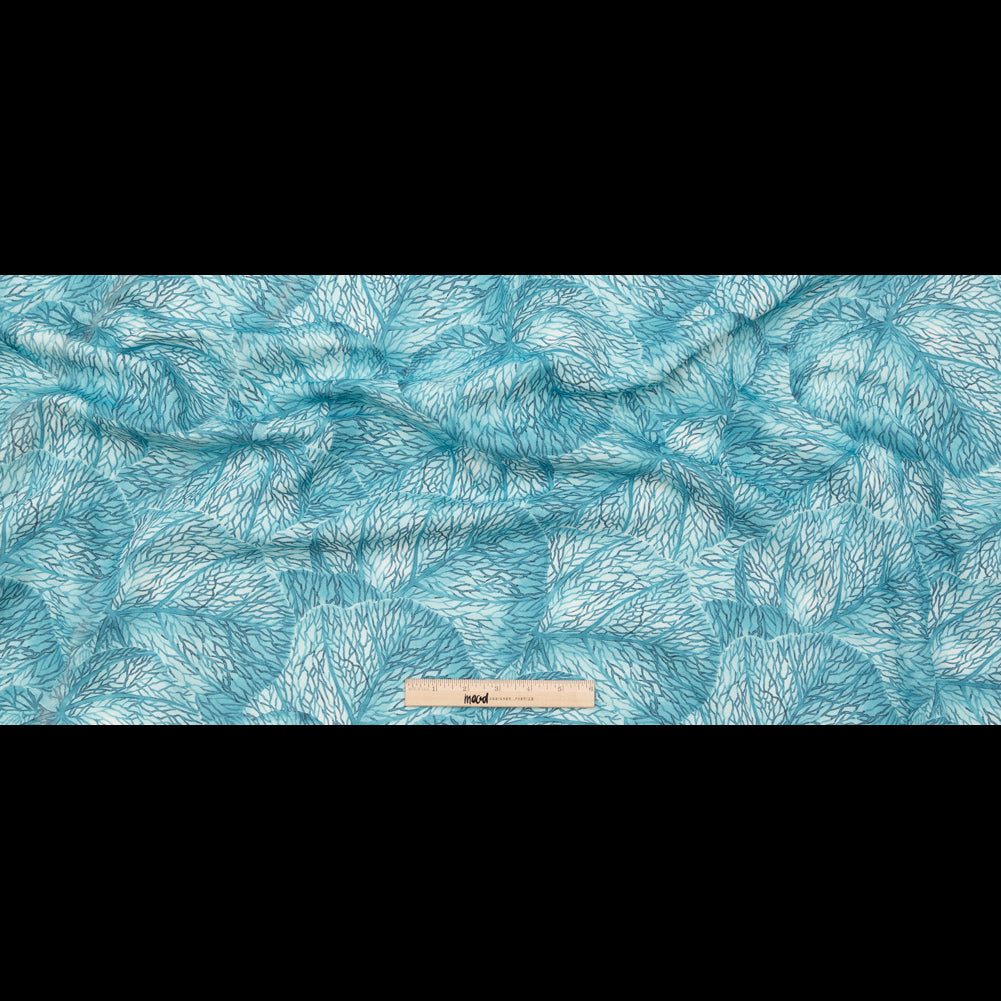 Blue Tropical Leaves Printed Woven - Full