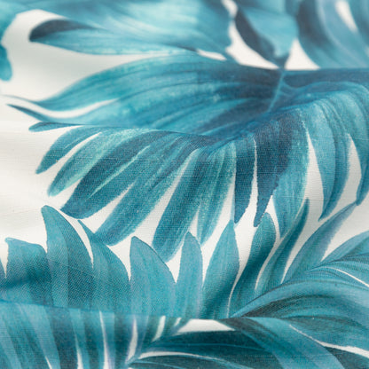 Blue Tropical Leaves Printed Woven - Detail