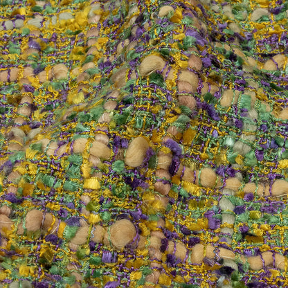Newcastle Kale, Sheepskin and Purple Viscose and Acrylic Chenille Tweed - Folded
