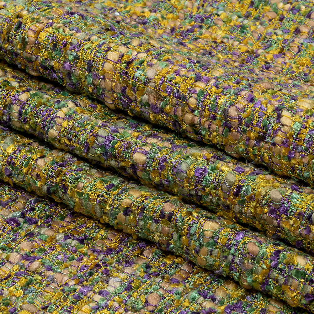 Newcastle Kale, Sheepskin and Purple Viscose and Acrylic Chenille Tweed - Full