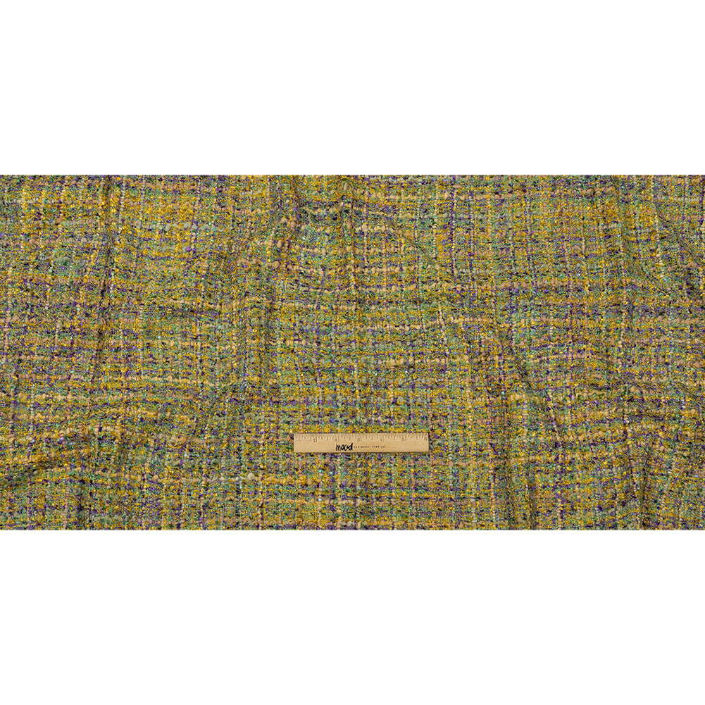 Newcastle Kale, Sheepskin and Purple Viscose and Acrylic Chenille Tweed - Drape