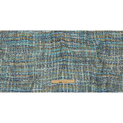Newcastle Sky, Royal, and Mustard Viscose and Acrylic Chenille Tweed - Drape
