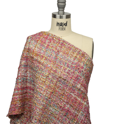 Viscose and Acrylic Chenille Tweed - Almond Buff, Pink and Sea Pine - Newcastle Collection Detail