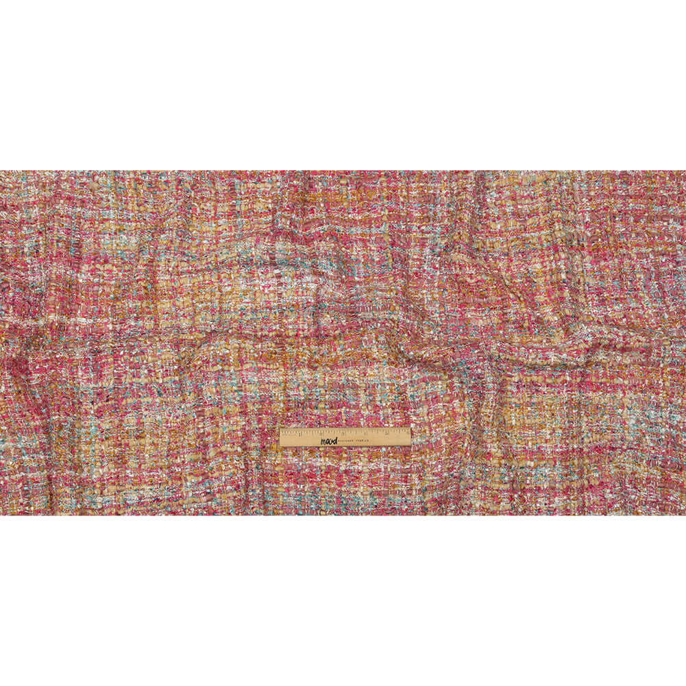Viscose and Acrylic Chenille Tweed - Almond Buff, Pink and Sea Pine - Newcastle Collection Drape