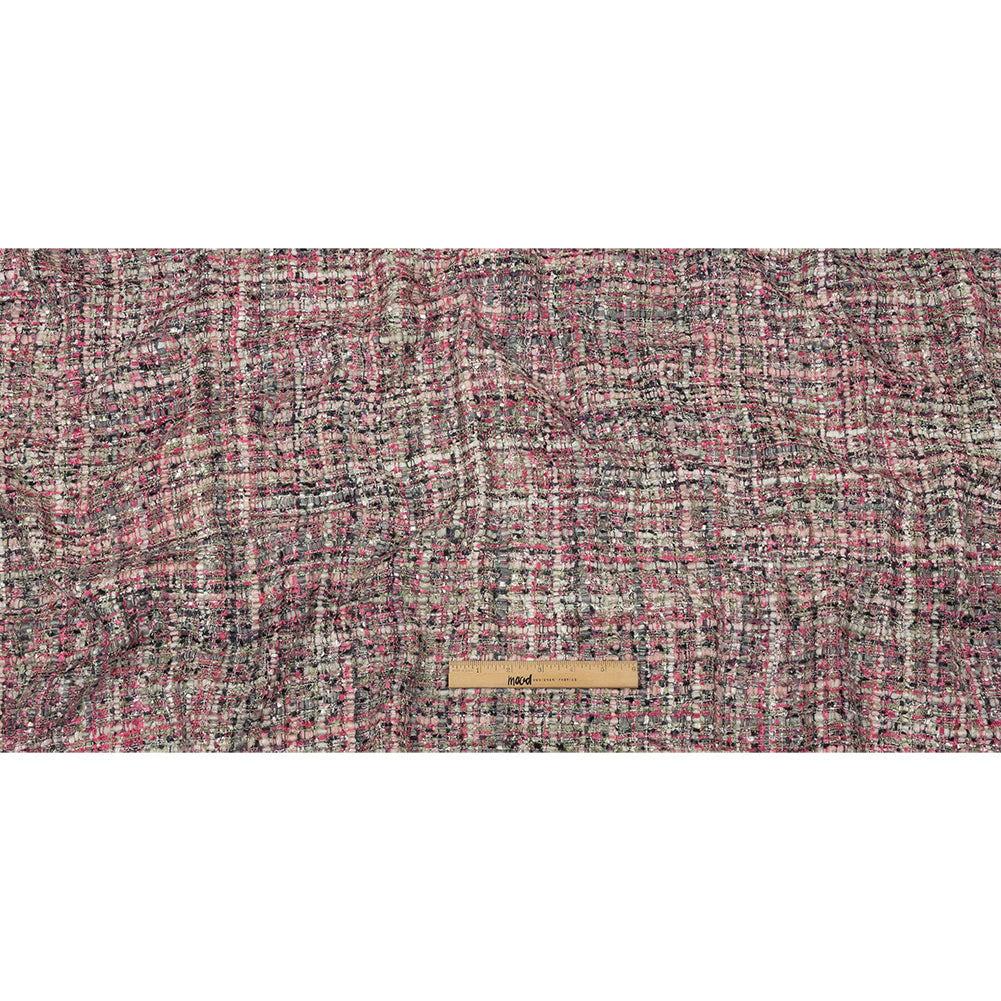 Newcastle Gray, Reseda and Orchid Pink Viscose and Acrylic Chenille Tweed - Drape