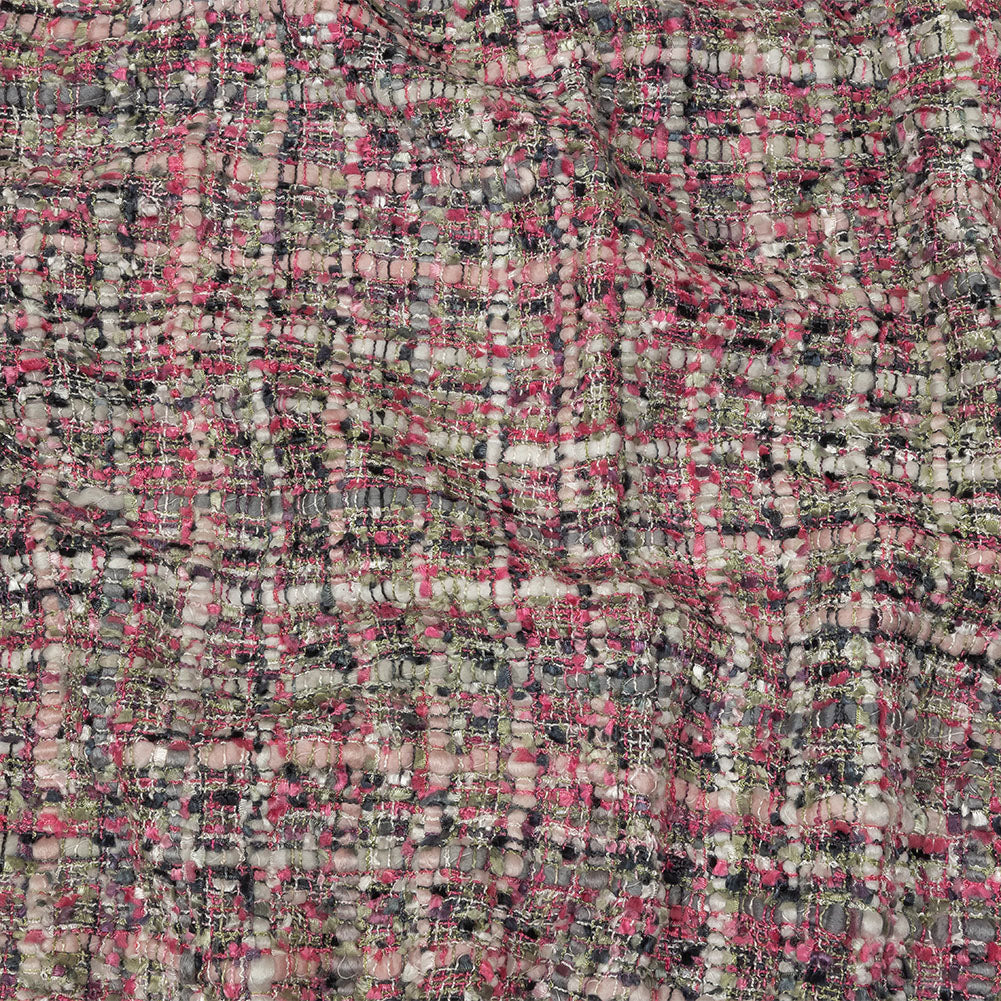 Newcastle Gray, Reseda and Orchid Pink Viscose and Acrylic Chenille Tweed