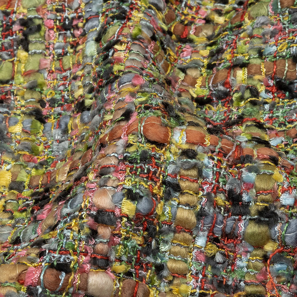 Viscose and Acrylic Chenille Tweed - Rainbow and Black Ink - Newcastle Collection Folded