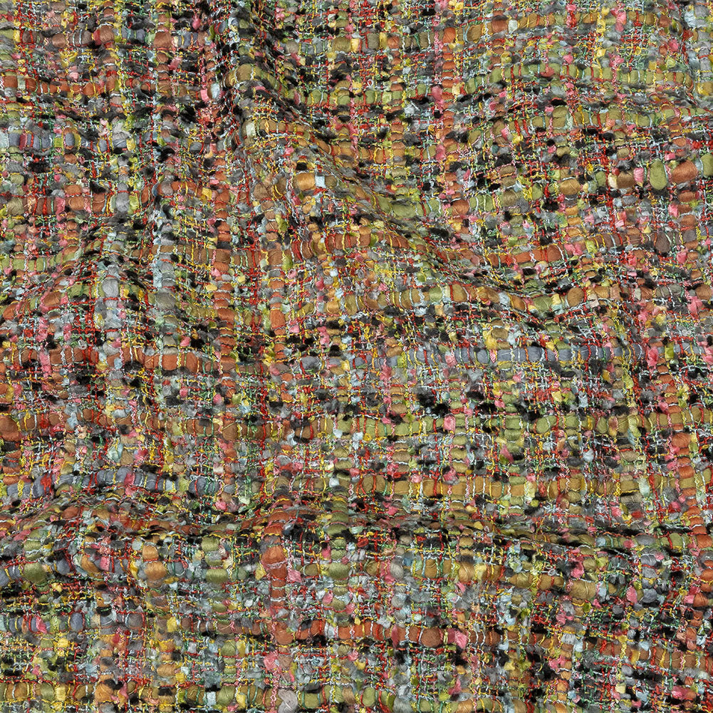 Viscose and Acrylic Chenille Tweed - Rainbow and Black Ink - Newcastle Collection
