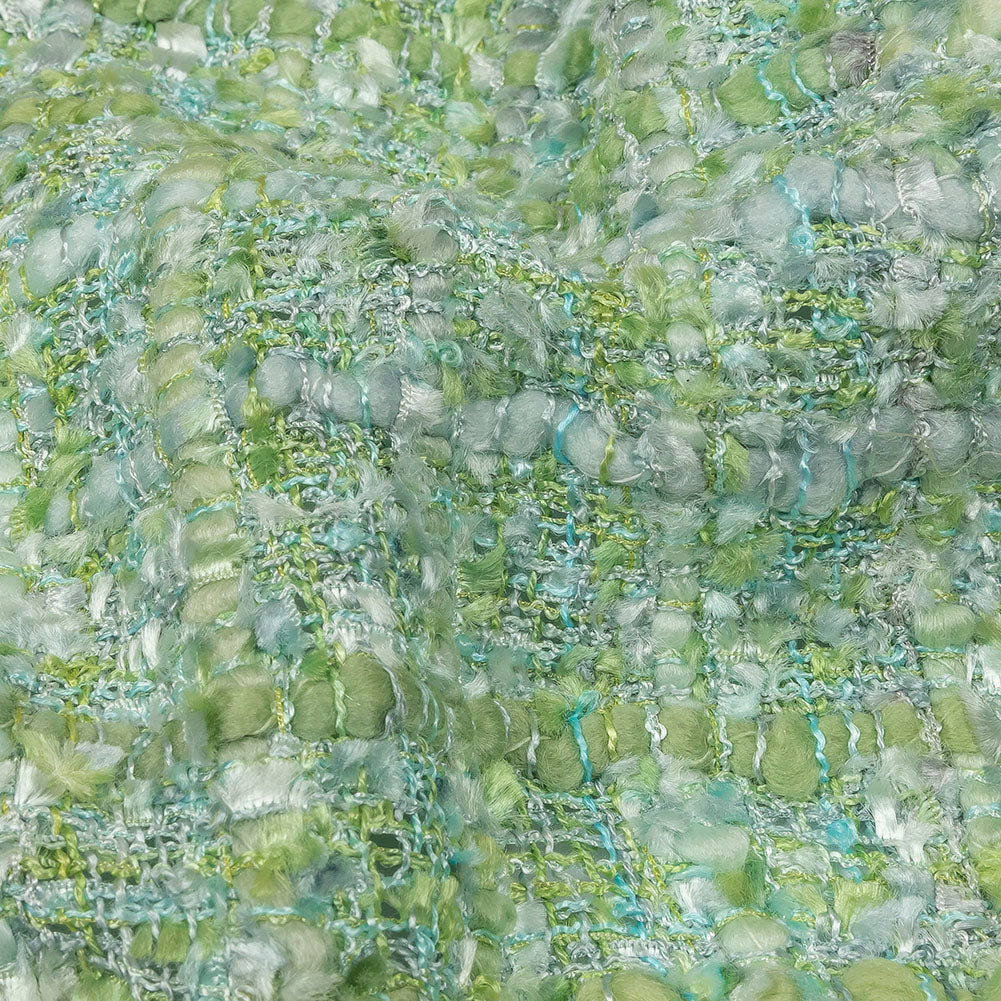 Newcastle Apple Green, Seafoam, and Belgian Block Viscose and Acrylic Chenille Tweed - Folded