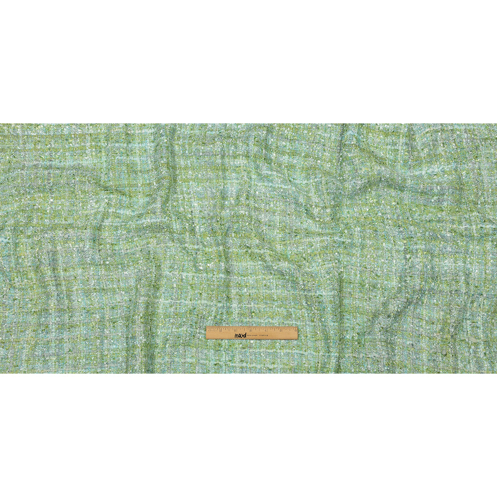 Newcastle Apple Green, Seafoam, and Belgian Block Viscose and Acrylic Chenille Tweed - Drape