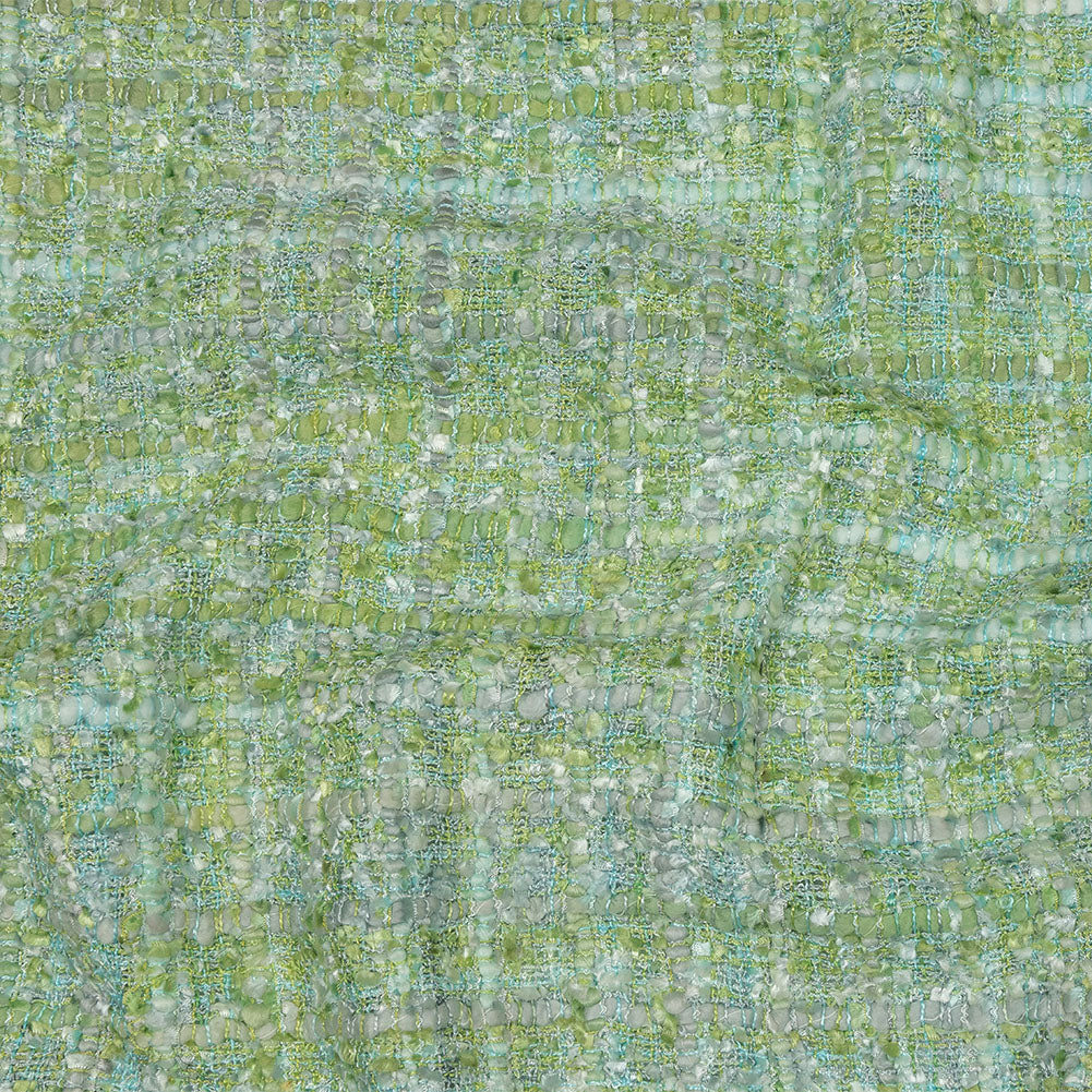 Newcastle Apple Green, Seafoam, and Belgian Block Viscose and Acrylic Chenille Tweed
