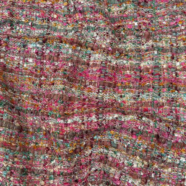 Viscose and Acrylic Chenille Tweed - Pink, Gray and Hunter Green - Newcastle Collection
