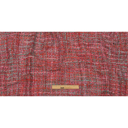 Newcastle Pink, Coral and Green Metallic Viscose and Acrylic Chenille Tweed - Drape