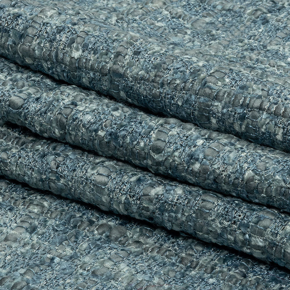 Viscose and Acrylic Chenille Tweed - Flint Stone and Baby Blue Metallic - Newcastle Collection Full