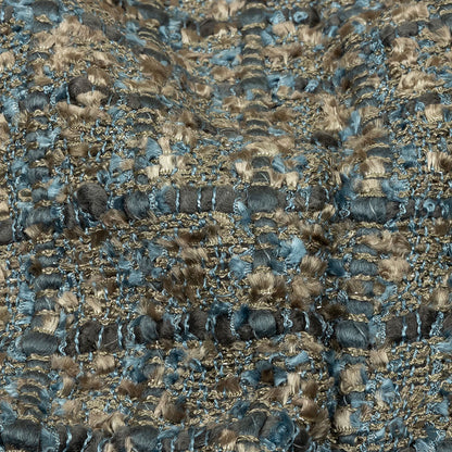 Viscose and Acrylic Chenille Tweed - Taupe and Blue Metallic - Newcastle Collection Folded