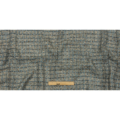 Viscose and Acrylic Chenille Tweed - Taupe and Blue Metallic - Newcastle Collection Drape