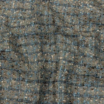 Viscose and Acrylic Chenille Tweed - Taupe and Blue Metallic - Newcastle Collection