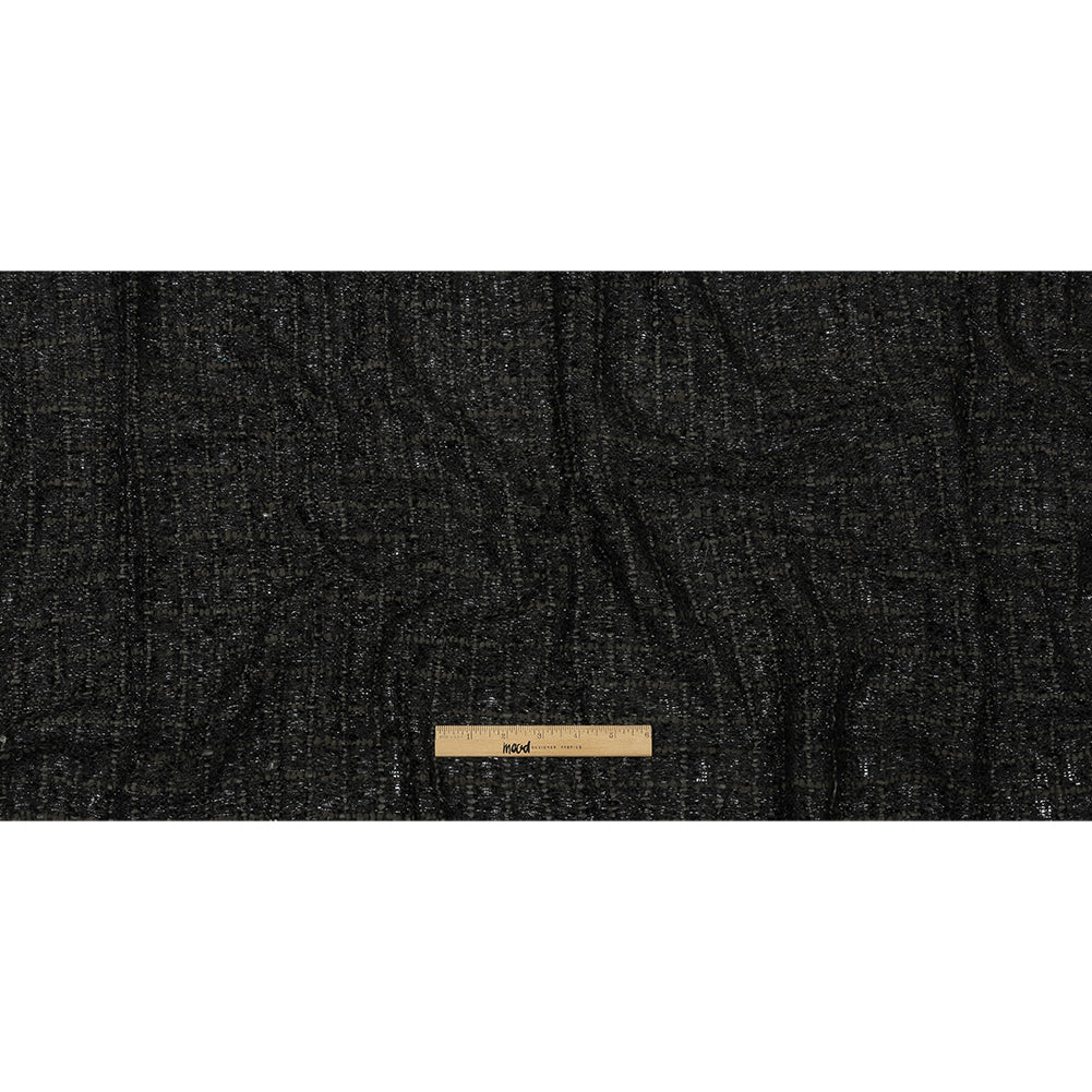 Newcastle Charcoal, Black Bean and Metallic Silver Viscose and Acrylic Chenille Tweed - Drape