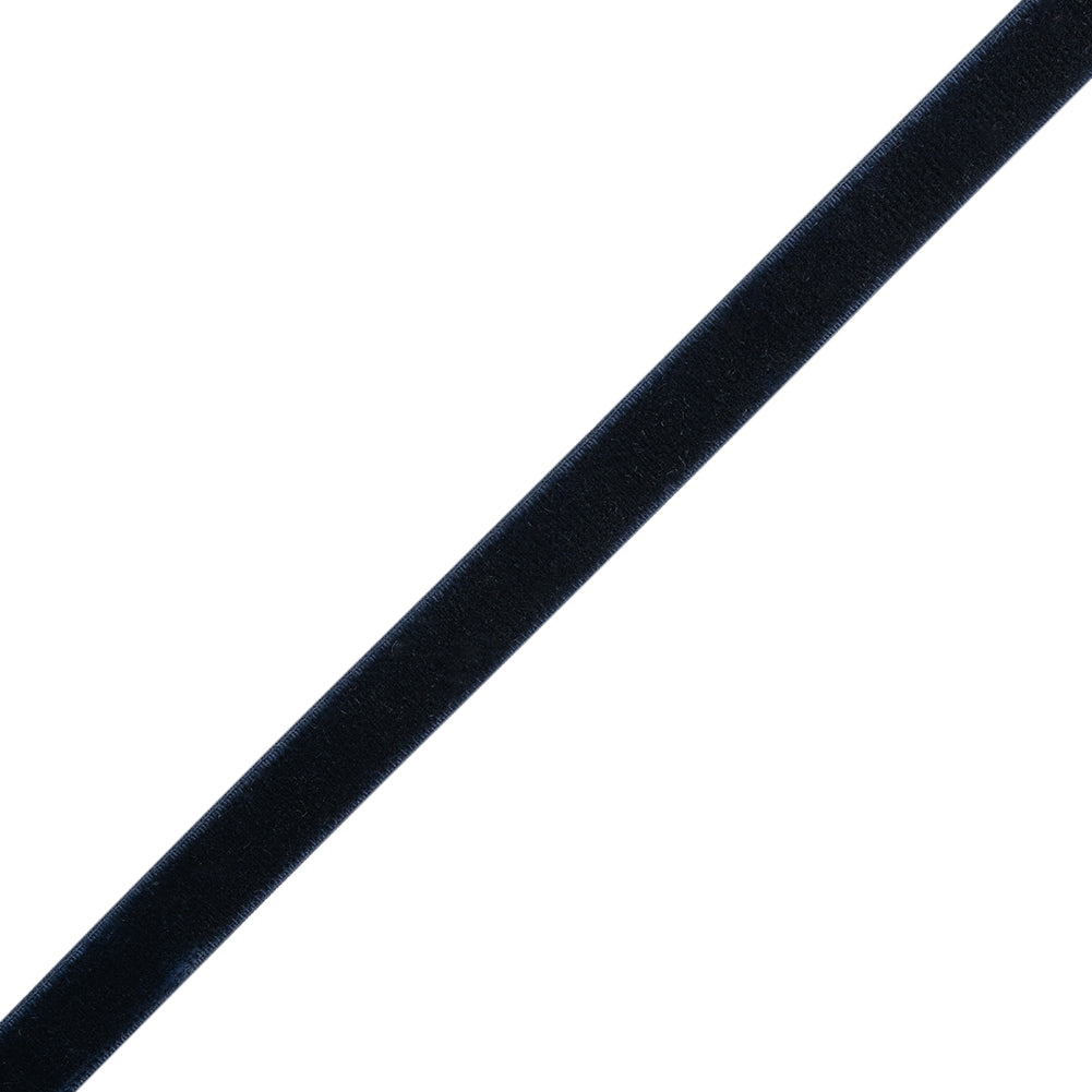 Stretch Velvet Ribbon Trim Made in Italy - 0.375" - Navy - Gislaine Collection - Folded