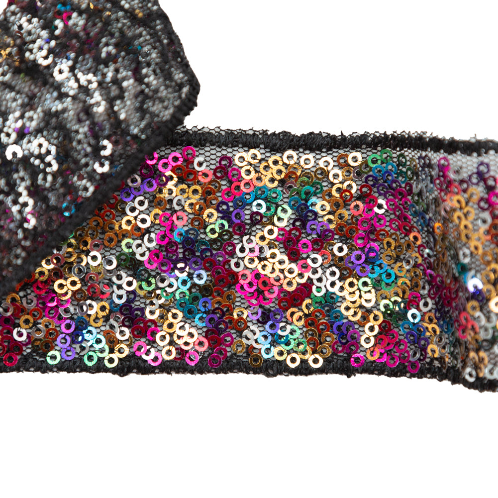 Italian Luminous Multicolor Sequins Trim - 1.5" Detail