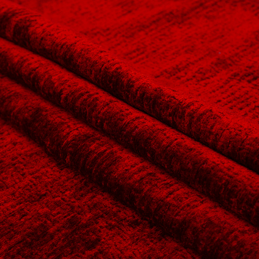 Sinful Red Polyester Upholstery Chenille Folded