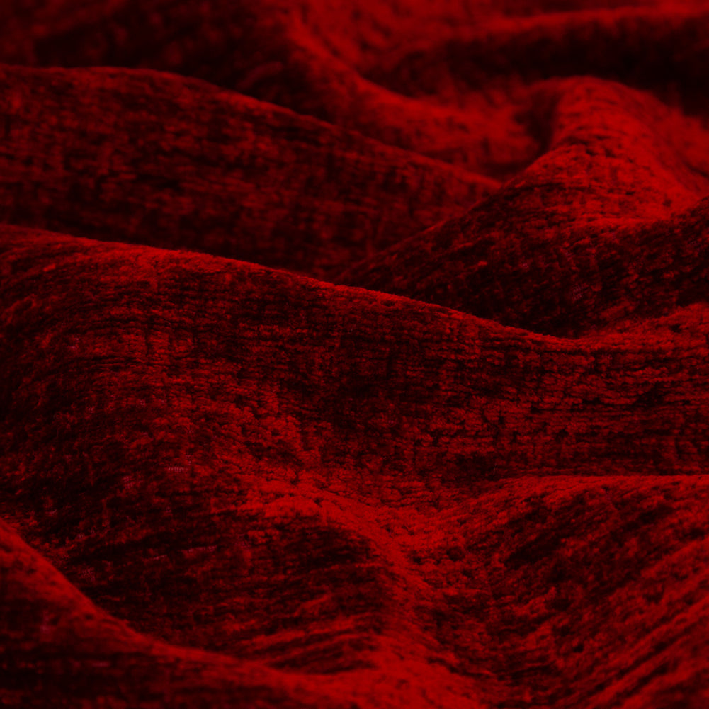 Sinful Red Polyester Upholstery Chenille Detail