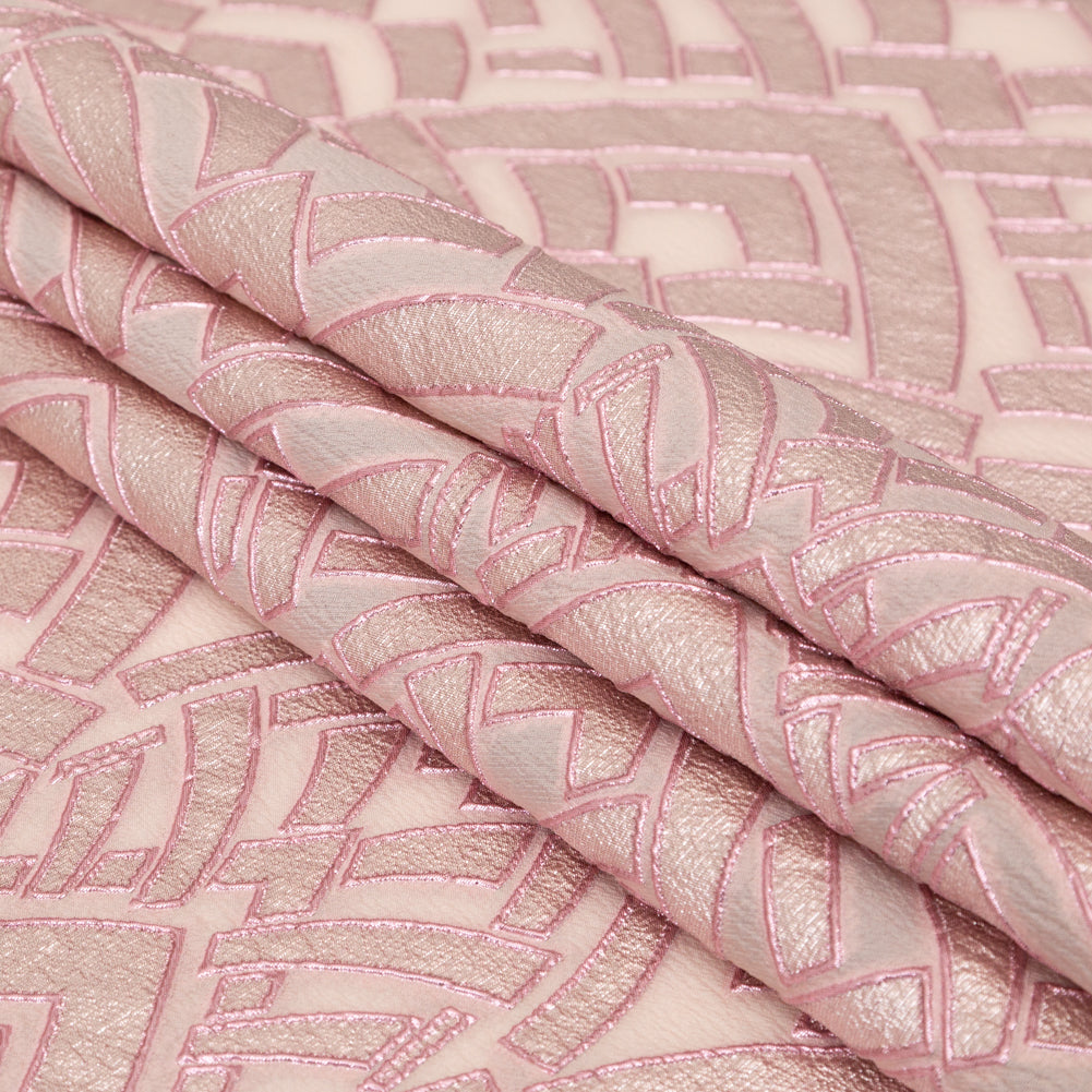 Metallic Pink Geometric Luxury Brocade Detail