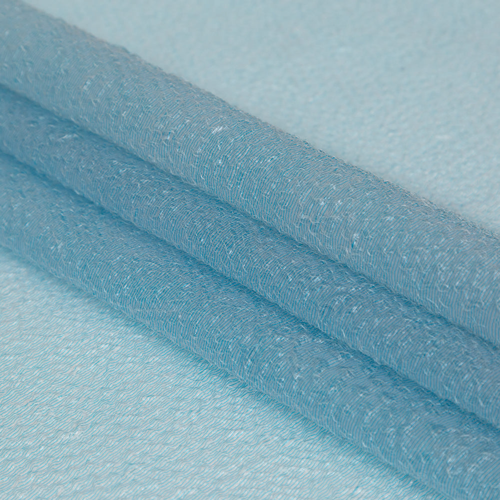 Metallic Blue Striped Bubble Wrap Organza Brocade Detail