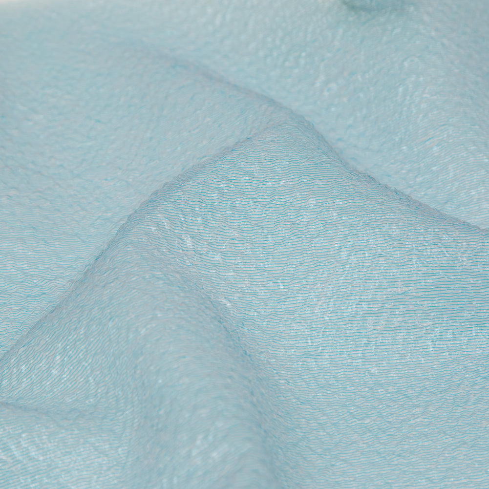 Metallic Blue Striped Bubble Wrap Organza Brocade Full