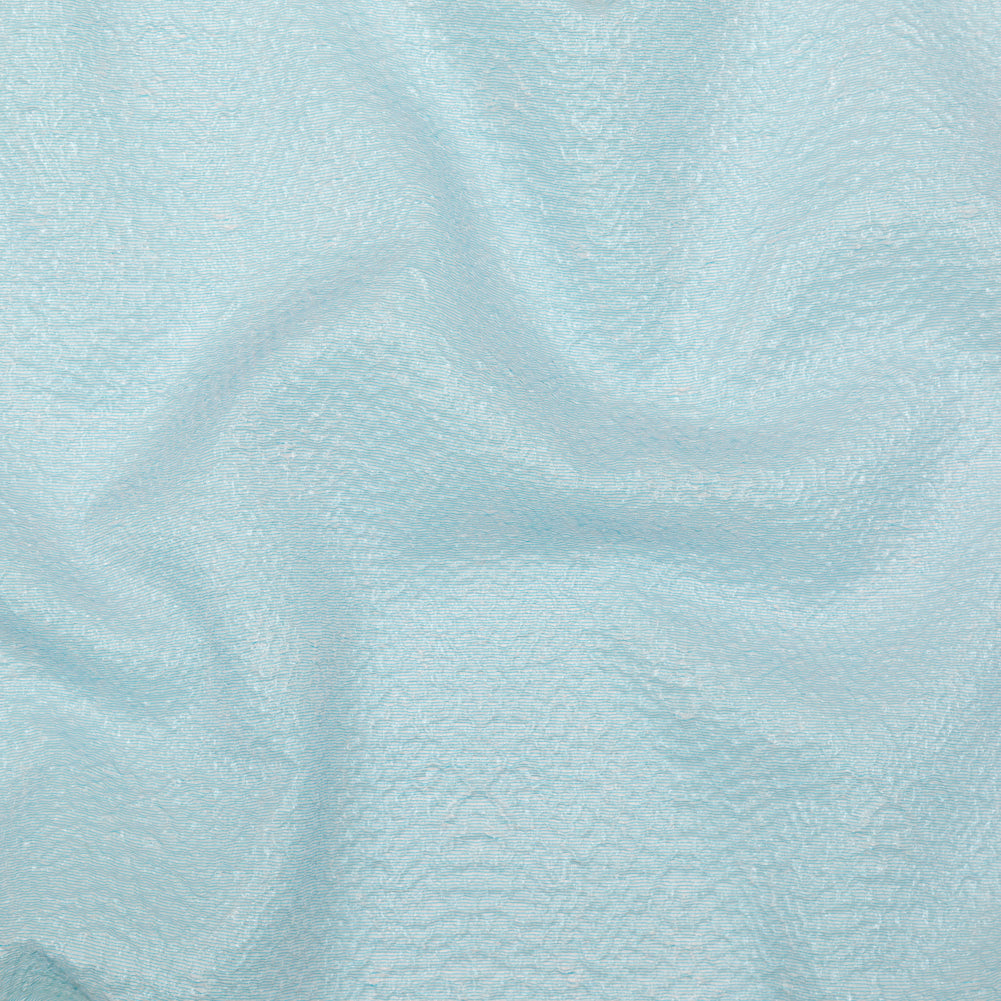 Metallic Blue Striped Bubble Wrap Organza Brocade