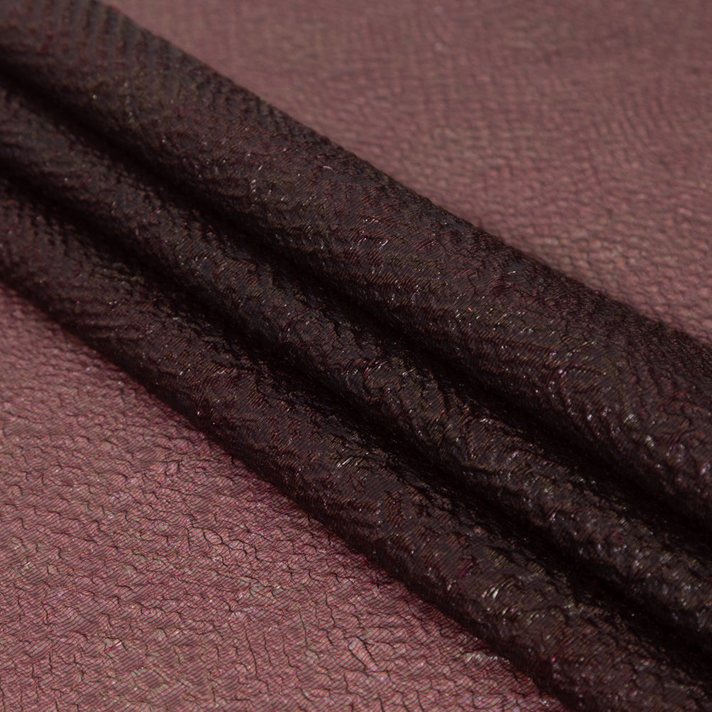 Metallic Wine Striped Bubble Wrap Organza Brocade - Detail