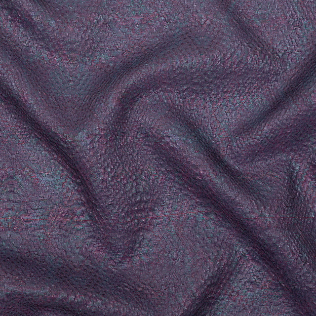 Metallic Purple and Blue Striped Bubble Wrap Organza Brocade