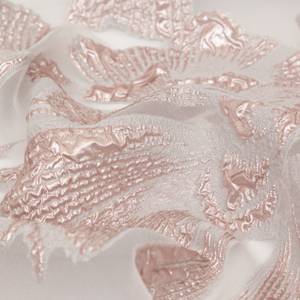 Metallic Rose and Warm Gray Large-Scale Burnout Floral Luxury Brocade - Full