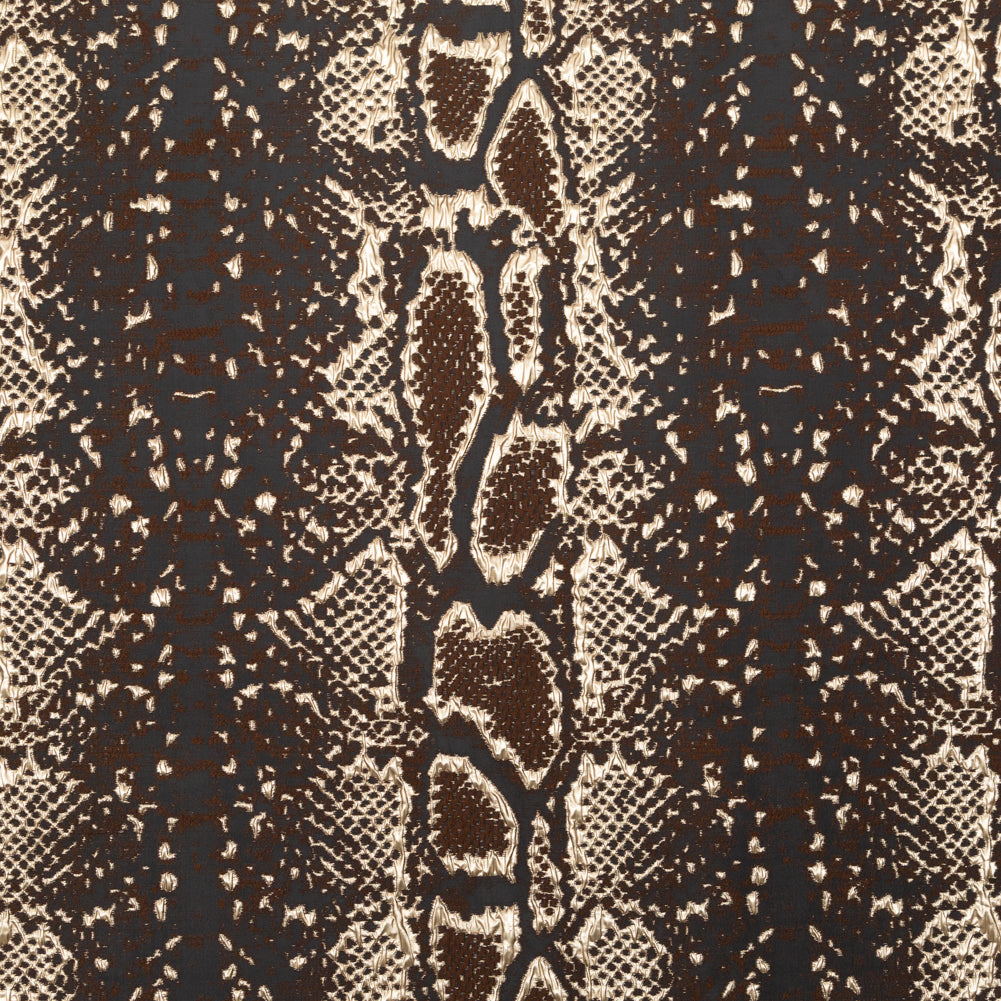 Metallic Gold Black and Brown Reptilian Luxury Brocade