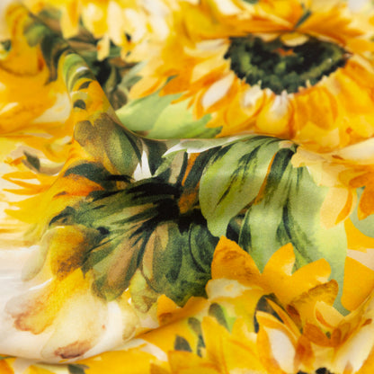 Italian Yellow and Green Sunflowers Digitally Printed Silk Charmeuse - Full