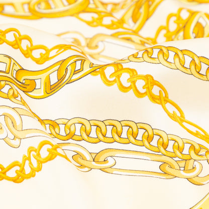 Italian Chino Green and Gold Chains Digitally Printed Silk Charmeuse - Full